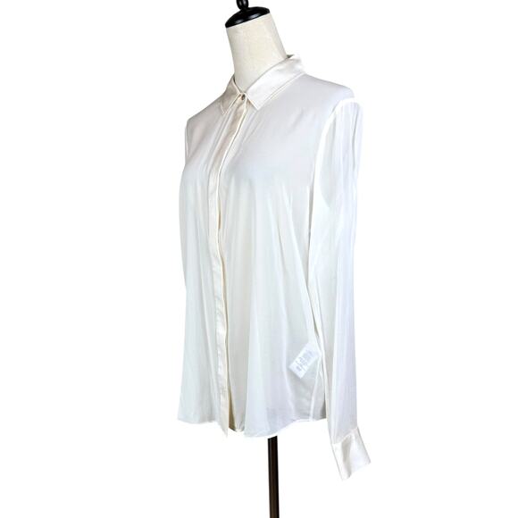 Rachel Zoe NWT Silk Off-White Sheer Long Sleeve Button Up Career Designer Blouse - Picture 2 of 13